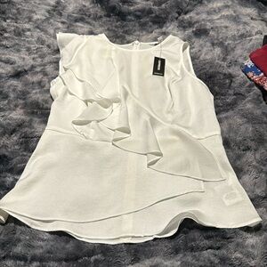 Express. Size small, white ruffle, tank top blouse.